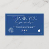 Carte De Visite Boho bleu script ordre merci (Devant)