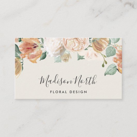 Carte De Visite Boho Blooms Aquarelle Florale Script de calligraph (Devant)