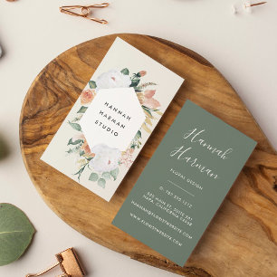 Carte De Visite Boho Blooms aquarelle géométrique Floral