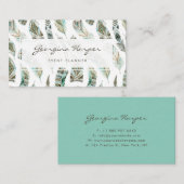 Carte De Visite Boho Blue Aquarelle Tribal Feathers Motif (Devant / Derrière)