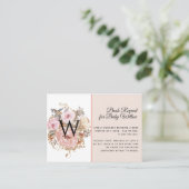 Carte De Visite BOHO Blush Peach Floral Baby showers Livres (Debout devant)