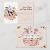 Carte De Visite BOHO Blush Peach Floral Baby showers Livres (Devant / Derrière)