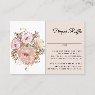Carte De Visite BOHO Blush rose Baby shower floral Déchets Raffin