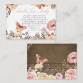 Carte De Visite Boho Blush Rose Books pour boîtier Baby shower (Devant / Derrière)