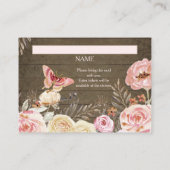Carte De Visite Boho Blush Rose Diaper Raffle Girl Baby shower (Dos)