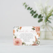 Carte De Visite Boho Blush Roses pour le boîtier de Baby shower Bu (Debout devant)