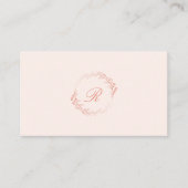 Carte De Visite Boho Blush Watercolor Floral Crest Wreath Monogram (Devant)