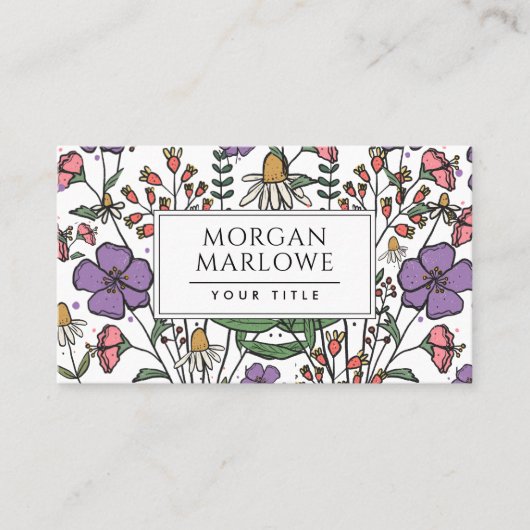 Carte De Visite Boho Botanique Fleur de Fleuriste (Devant)