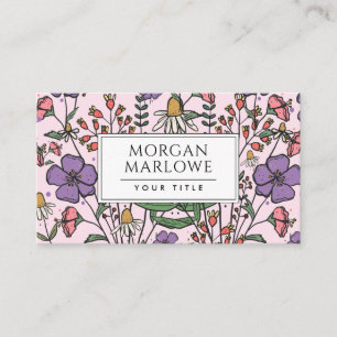 Carte De Visite Boho Botanique Fleur sauvage Botanique Floral