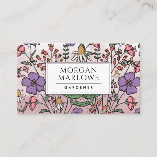 Carte De Visite Boho Botanique Fleur sauvage Floral Gardener (Devant)