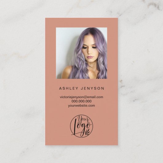 Carte De Visite Boho brossé script photo logo commander merci (Dos)