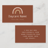 Carte De Visite Boho Brown Rainbow Moon Stars Garde d'enfants (Devant / Derrière)