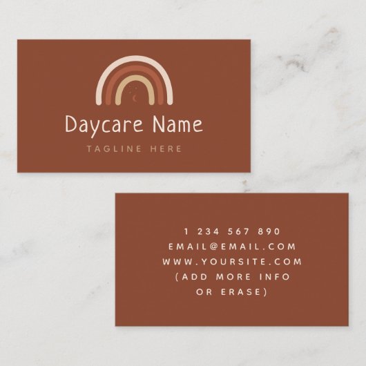 Carte De Visite Boho Brown Rainbow Moon Stars Garde d'enfants (Devant / Derrière)