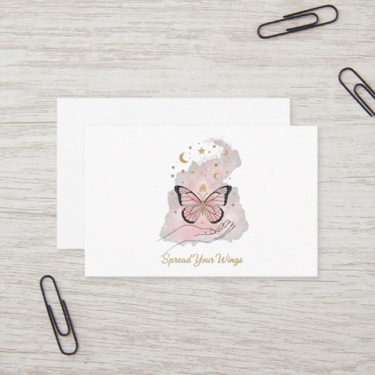 Carte De Visite Boho Butterfly "Spread Your Wings" Greeting Card (Devant/Arrière en situation)