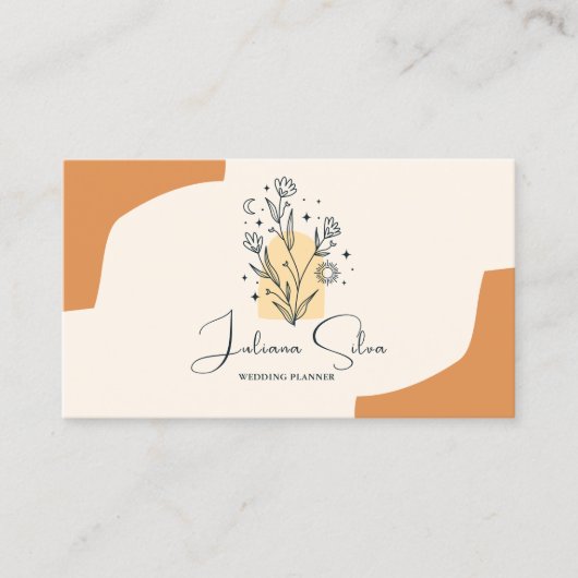 Carte De Visite Boho Celestial Terracotta Minimalist (Devant)