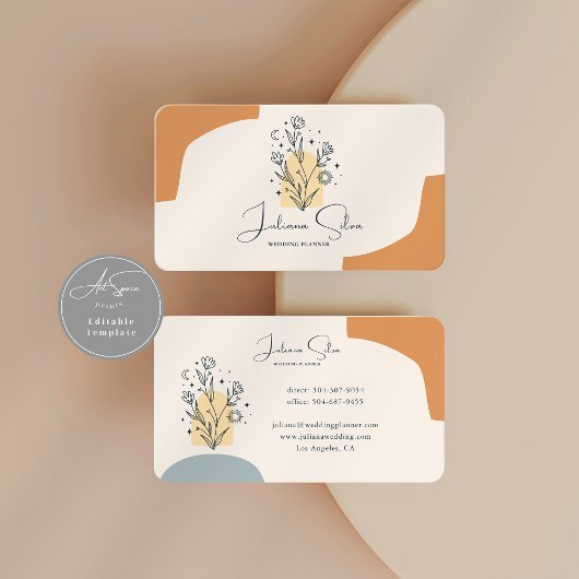 Carte De Visite Boho Celestial Terracotta Minimalist