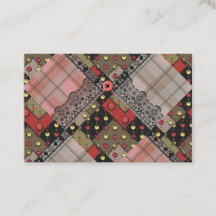 Carte De Visite Boho checkered de patchwork de rétro plaid vintag