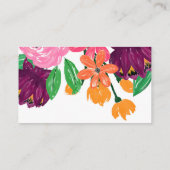 Carte De Visite Boho Chic Aquarelle Bourgogne Rose Fleurs (Dos)
