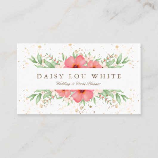 Carte De Visite Boho Chic Aquarelle rose et ivoire vert Floral (Devant)