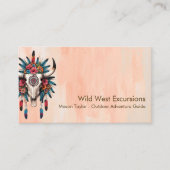 Carte De Visite Boho Chic Aquarelle Tribal Floral Vache Crâne (Devant)