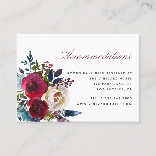 Carte De Visite Boho Chic Bourgogne et Mariage de automne d'automn (Devant)