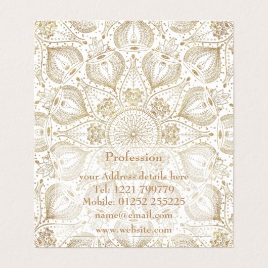 Carte De Visite Boho Chic design de mandala en or (Intérieur déplié)