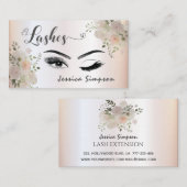 Carte De Visite Boho chic élégant aquarelle floral lashes (Devant / Derrière)