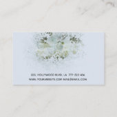 Carte De Visite Boho chic élégant bleu poussiéreux aquarelle flora (Dos)