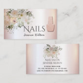 Carte De Visite Boho chic élégant couleur rose douce aquarelle clo (Devant / Derrière)