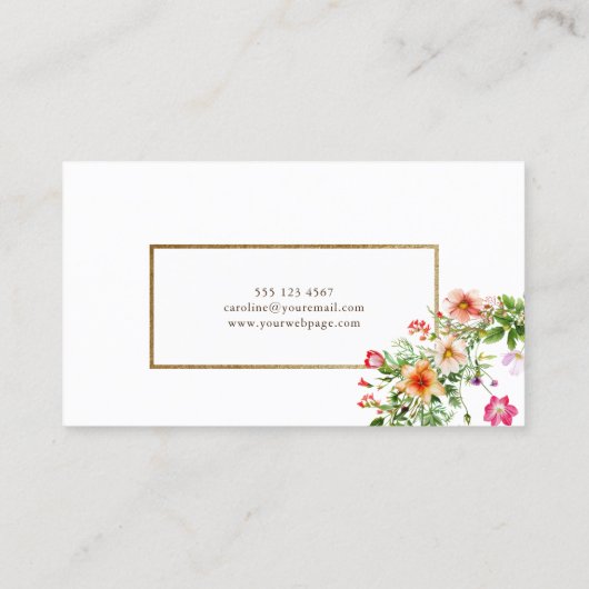 Carte de visite Boho Chic Floral Event Planner (Dos)