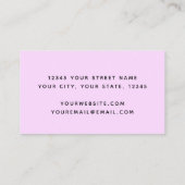 Carte De Visite Boho Chic Lilac Pink Aqua Joli consultant en marbr (Dos)