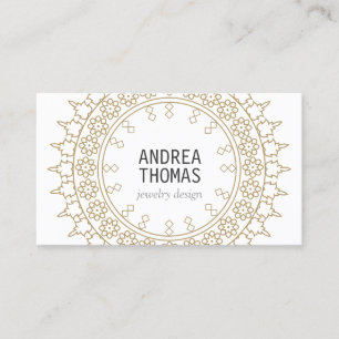 Carte De Visite Boho Chic Mandala Faux Or/Blanc