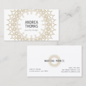 Carte De Visite Boho Chic Mandala Faux Or/Blanc (Devant / Derrière)