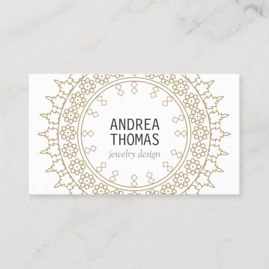 Carte De Visite Boho Chic Mandala Faux Or/Blanc (Devant)