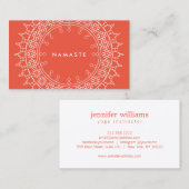 Carte De Visite Boho Chic Mandala Namaste Yoga Coral (Devant / Derrière)