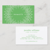 Carte De Visite Boho Chic Mandala Namaste Yoga Green (Devant / Derrière)