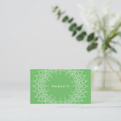Carte De Visite Boho Chic Mandala Namaste Yoga Green (Debout devant)