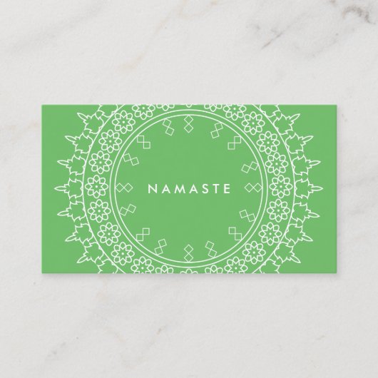 Carte De Visite Boho Chic Mandala Namaste Yoga Green (Devant)