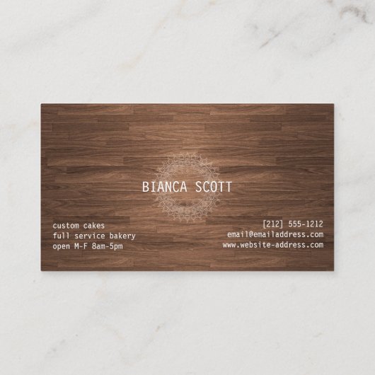 Carte De Visite Boho Chic Mandala sur bois foncé (Dos)