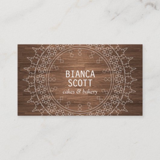 Carte De Visite Boho Chic Mandala sur bois foncé (Devant)
