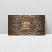 Carte De Visite Boho Chic Mandala sur bois foncé