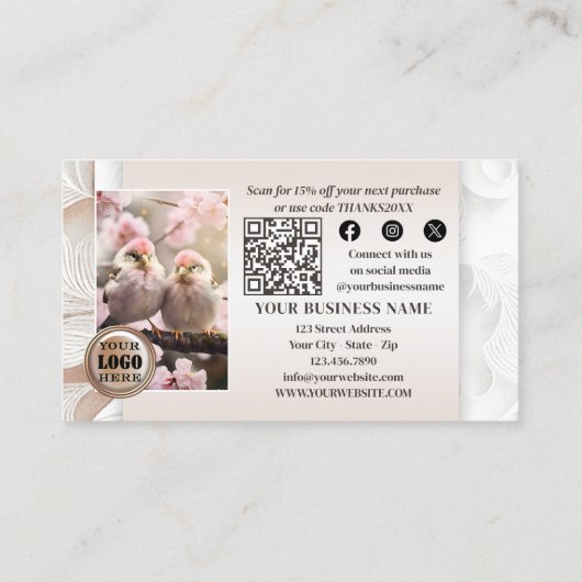 Carte De Visite Boho Chic QR Code Photo Merci Pour Votre Commande (Dos)