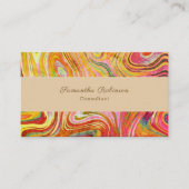 Carte De Visite Boho Chic Rainbow Gold Grunge Swirling Abstrait (Devant)