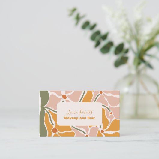 Carte De Visite Boho Chic Retro Floral (Debout devant)