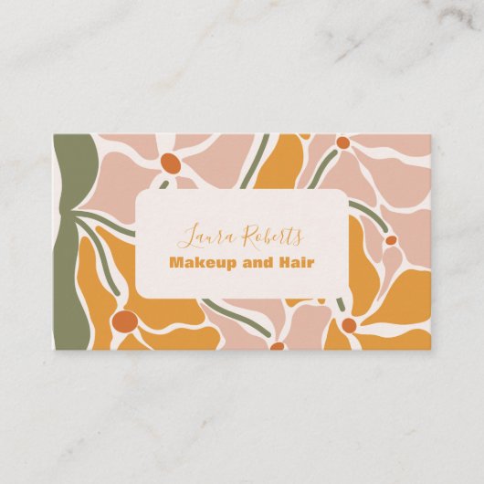 Carte De Visite Boho Chic Retro Floral (Devant)