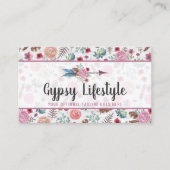 Carte De Visite Boho Chic Rustique Plumes Arrière Bohème (Devant)