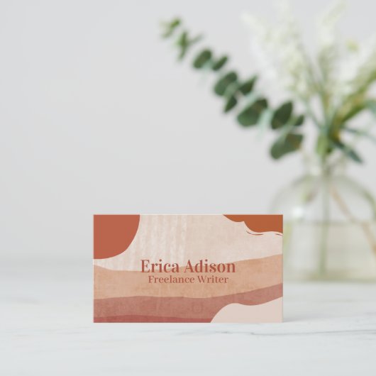 Carte De Visite Boho Chic Terracotta Code QR Abstrait (Debout devant)