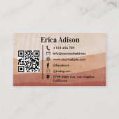 Carte De Visite Boho Chic Terracotta Code QR Abstrait (Dos)