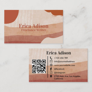 Carte De Visite Boho Chic Terracotta Code QR Abstrait