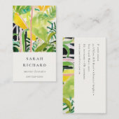 Carte De Visite Boho Chic Vert Feuillage Tropical Botanique (Devant / Derrière)